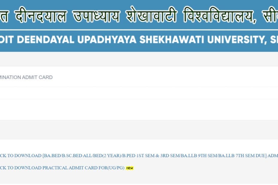 PDUSU Shekhawati University Admit Card 2024