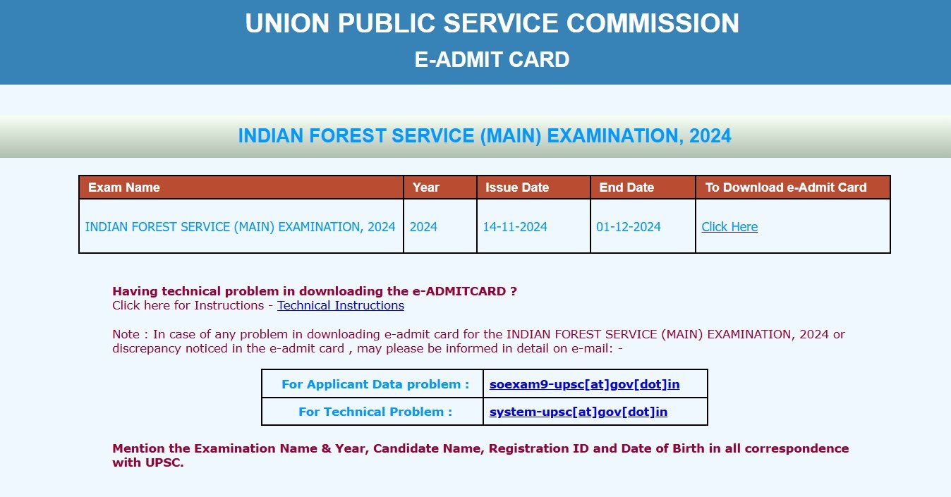 UPSC IFS Mains Admit Card 2024